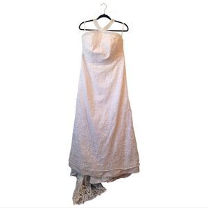 Galin Woman Cream Lace Halter Neck Gown Size 16W